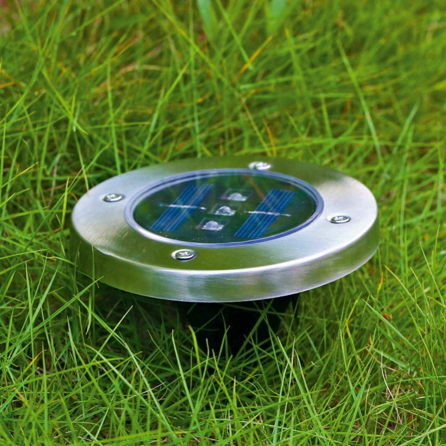 3 LED Solar Powered Ground Lights Outdoor Garden Lawn Floor Patio Decking Lamp