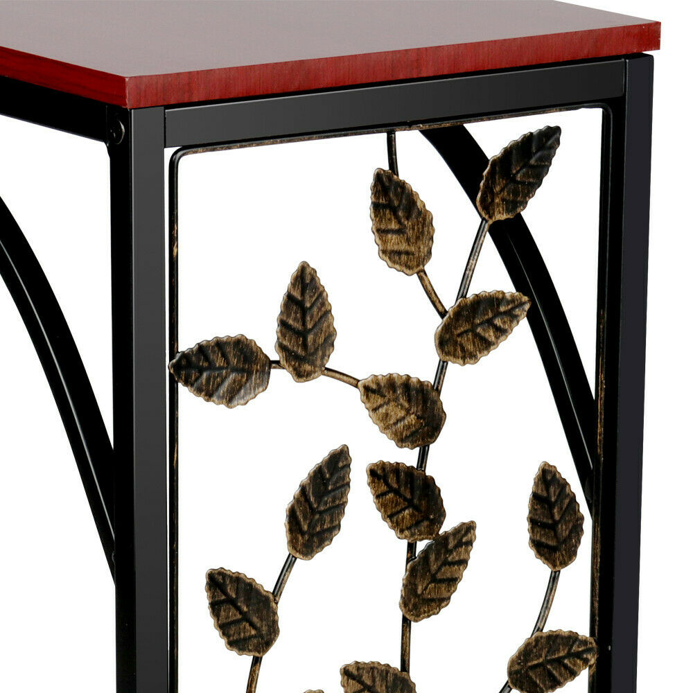 UK 2pcs C Shaped Sofa Side Table End Table Coffee Table Living Room Leaf Pattern