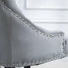 2x Velvet Dining Chairs with Rivets Knocker Home Dining Room Kitchen Silver Grey