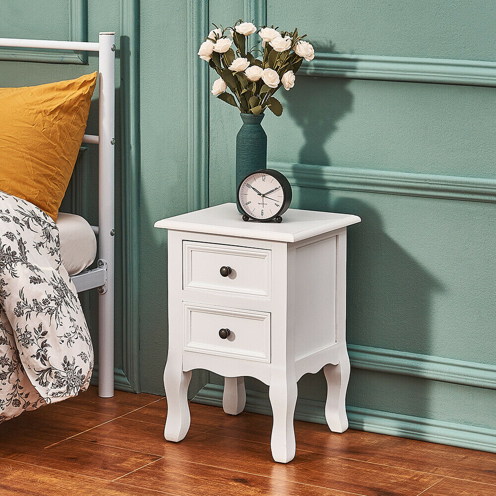 White Bedside Table With Drawer Cabinet Bedroom Furniture Storage Nightstand