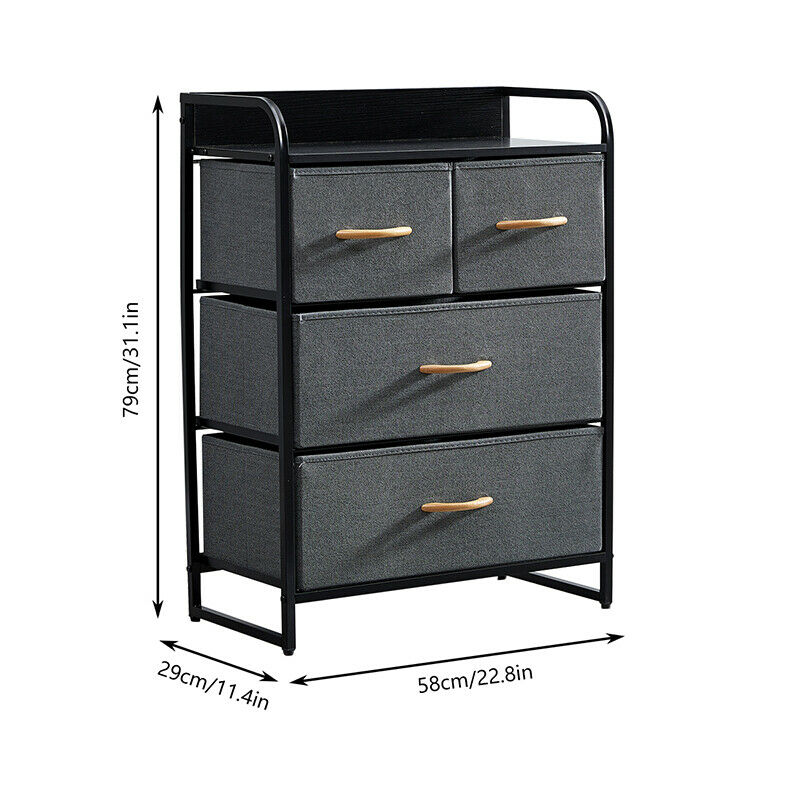 Dark Grey Fabric Cabinet Chest of Drawers Bedside Table Storage 2/3/4/5/7 Drawer