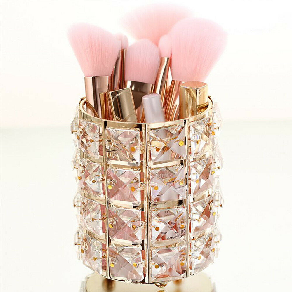 CRYSTAL MAKE UP BRUSH STORAGE BUCKET PENS/PENCILS HOLDER DESKTOP ORGANIZER DECOR