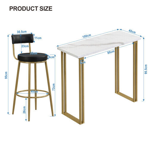 Bar Table and 2 Stools Set Breakfast Counter Height Kitchen Dining Room HT