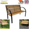 3 Seater Wooden Bench Iron Frame Outdoor Garden Porch Patio Park Chair Furniture