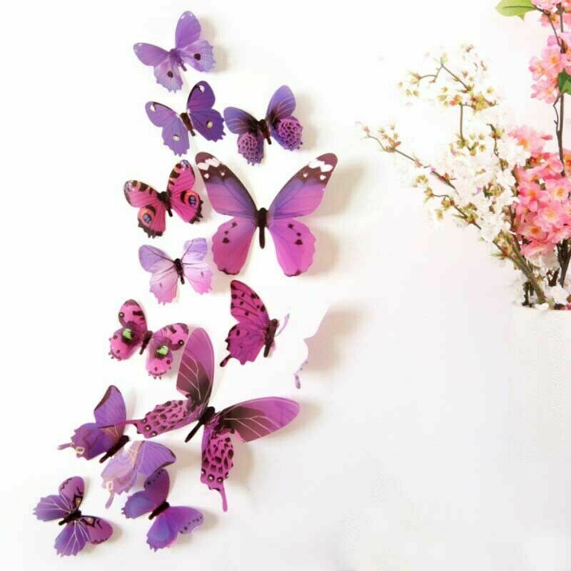 12 x 3D Butterfly Wall Stickers Home Decor Room Decoration Sticker Bedroom Girl