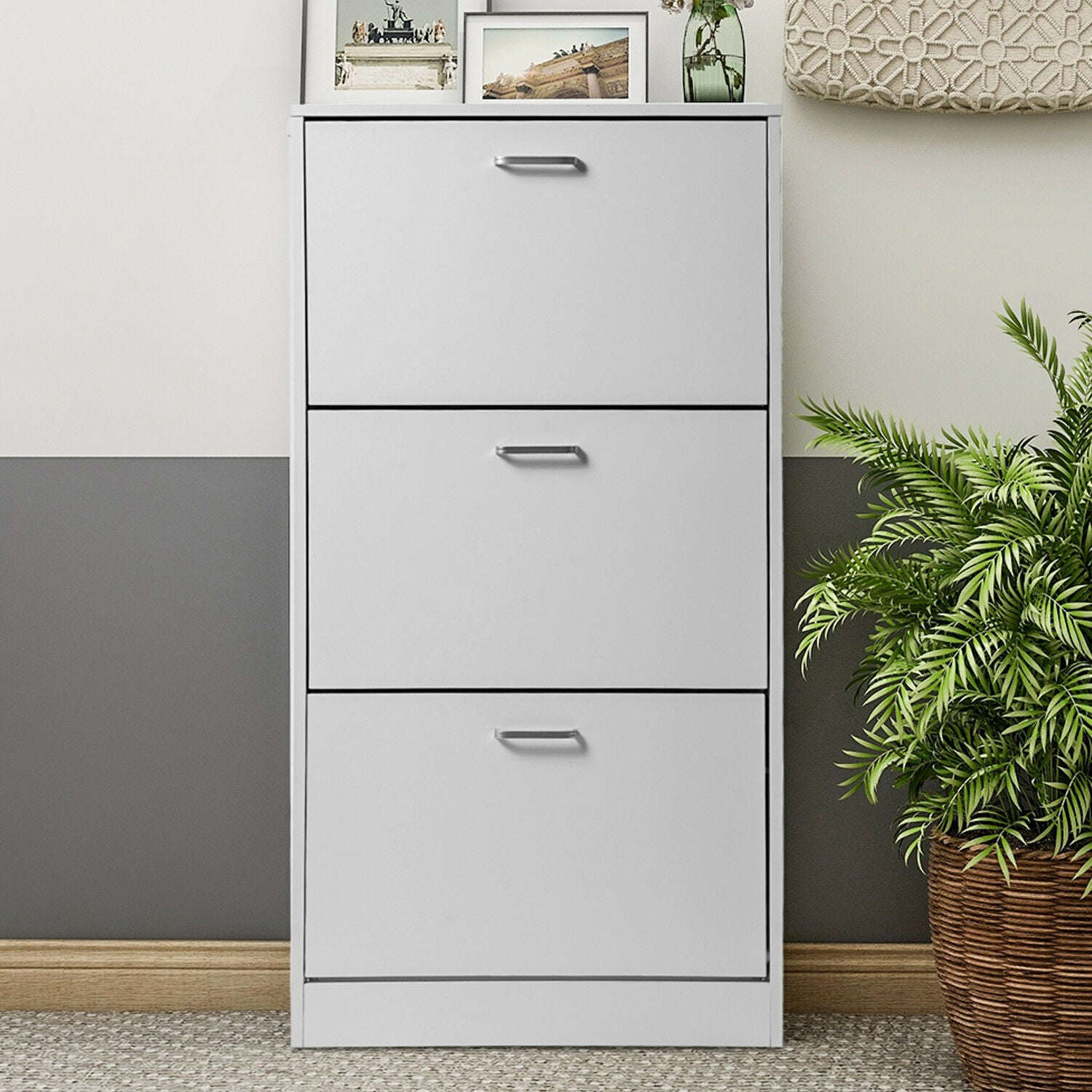3 Drawer Shoe Cabinet Storage Rack Hallway Cupboard Stand Unit Wooden Footwear
