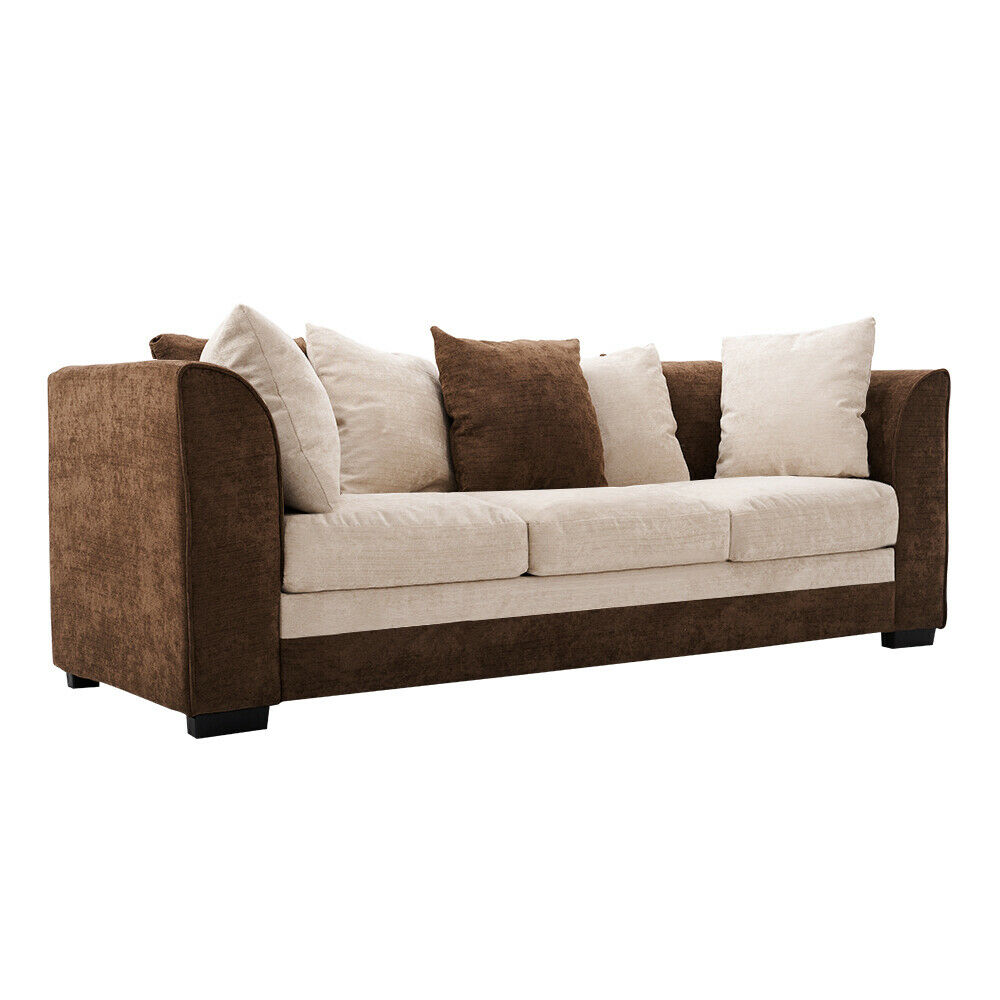 3 Seater Chenille Fabric Sofa Armchair Couch with Footstool Option Living Room