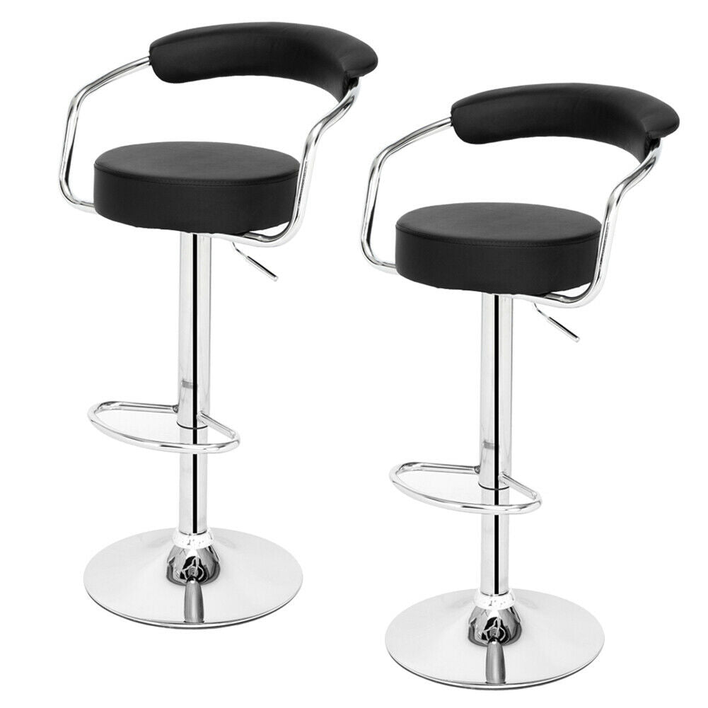 2pc Bar Stools Faux Leather Breakfast Swivel Kitchen living room Gas Lift Chairs