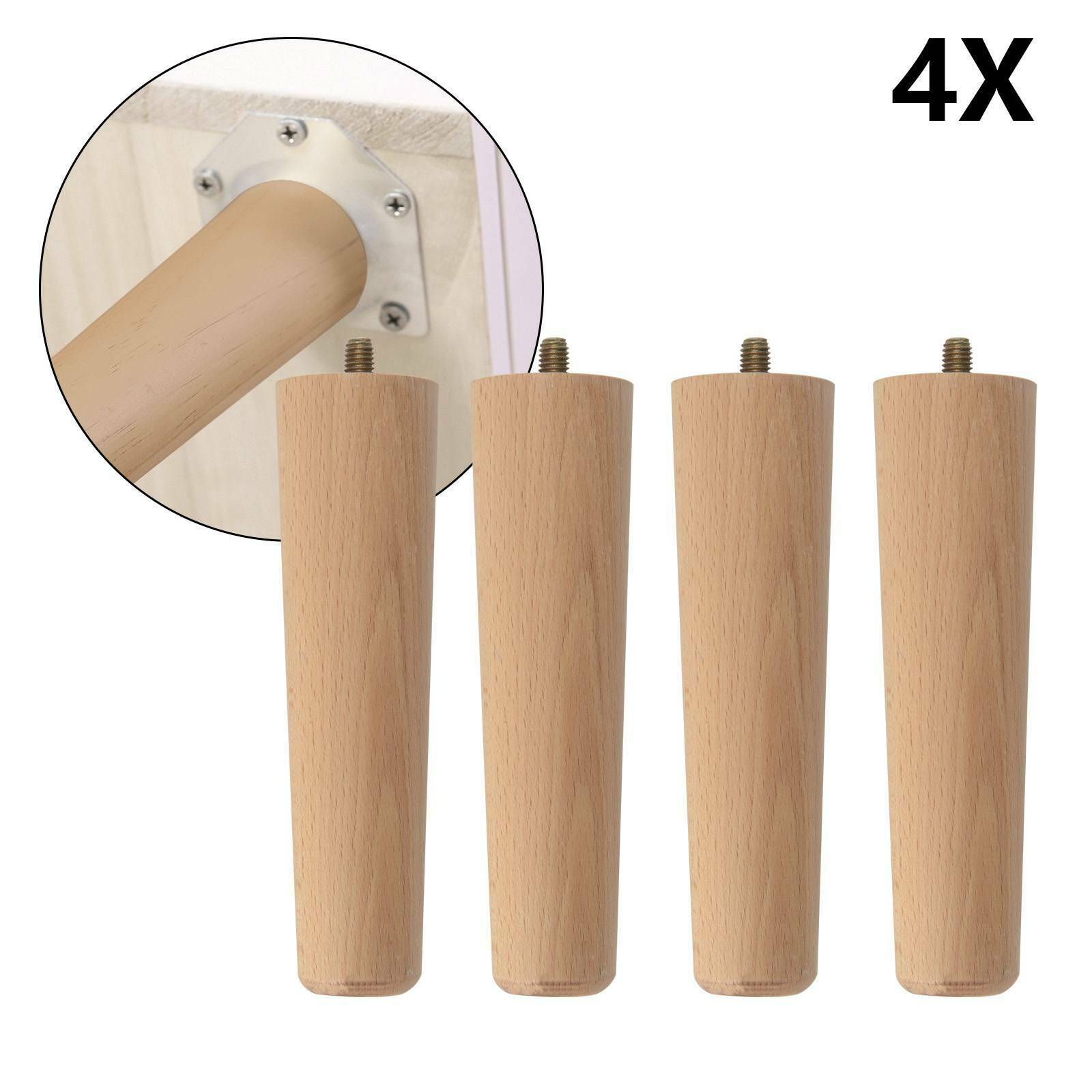 4 x Wooden Table Legs Tapered Pine Beech Ash Table Chair Stool Chest Sofa 4 Size