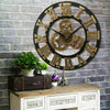 60CM LARGE ROMAN NUMERALS SKELETON WALL CLOCK BIG GIANT OPEN FACE ROUND DECOR YY
