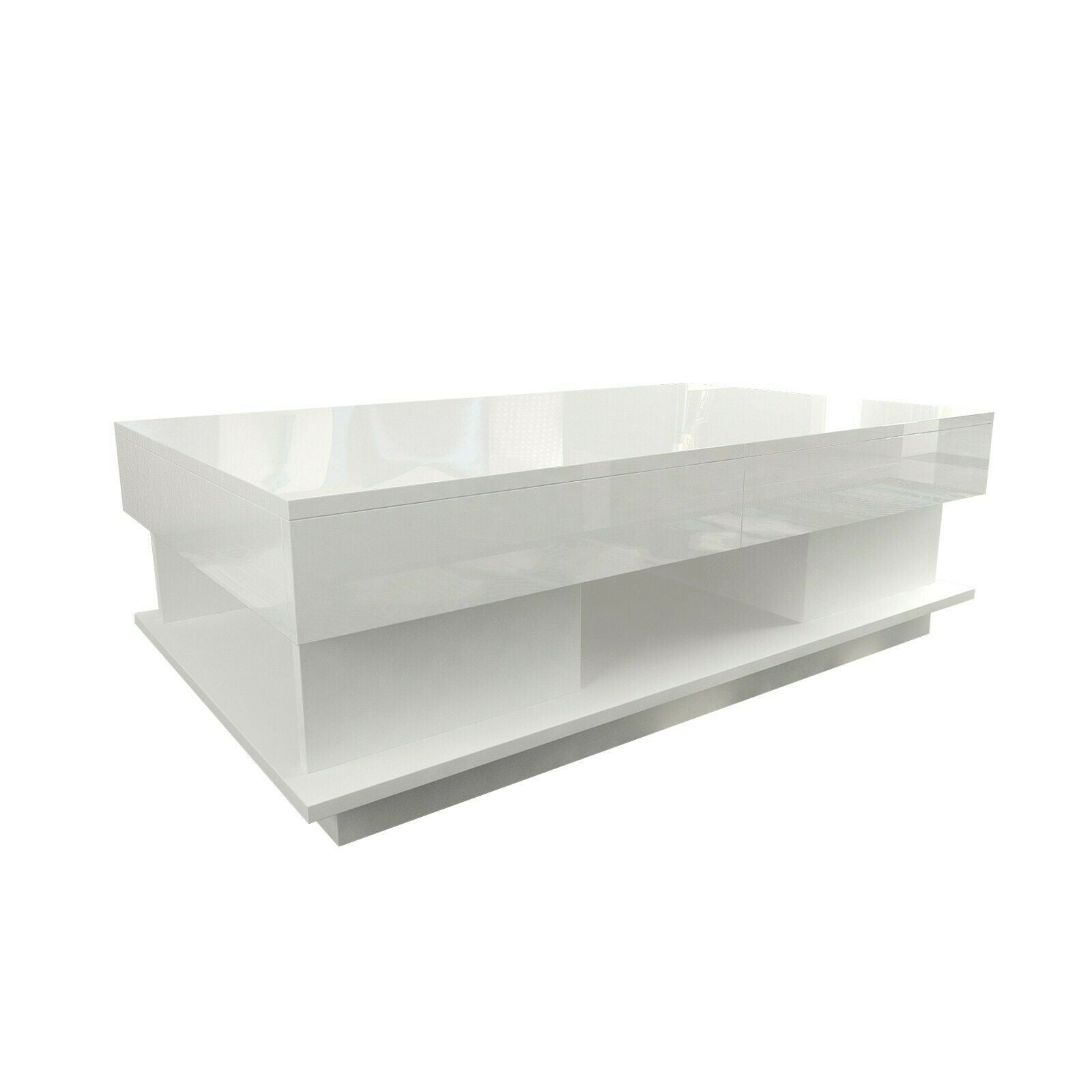 Modern High Gloss Coffee Tables End Side Table 2 Drawers Living Room White/Black