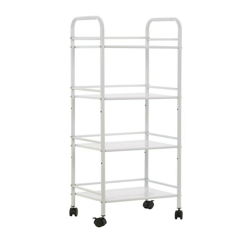 3-4-Tier Home Trolley Kitchen Storage Cart Steel Bars 4 Wheels Rolling Unit