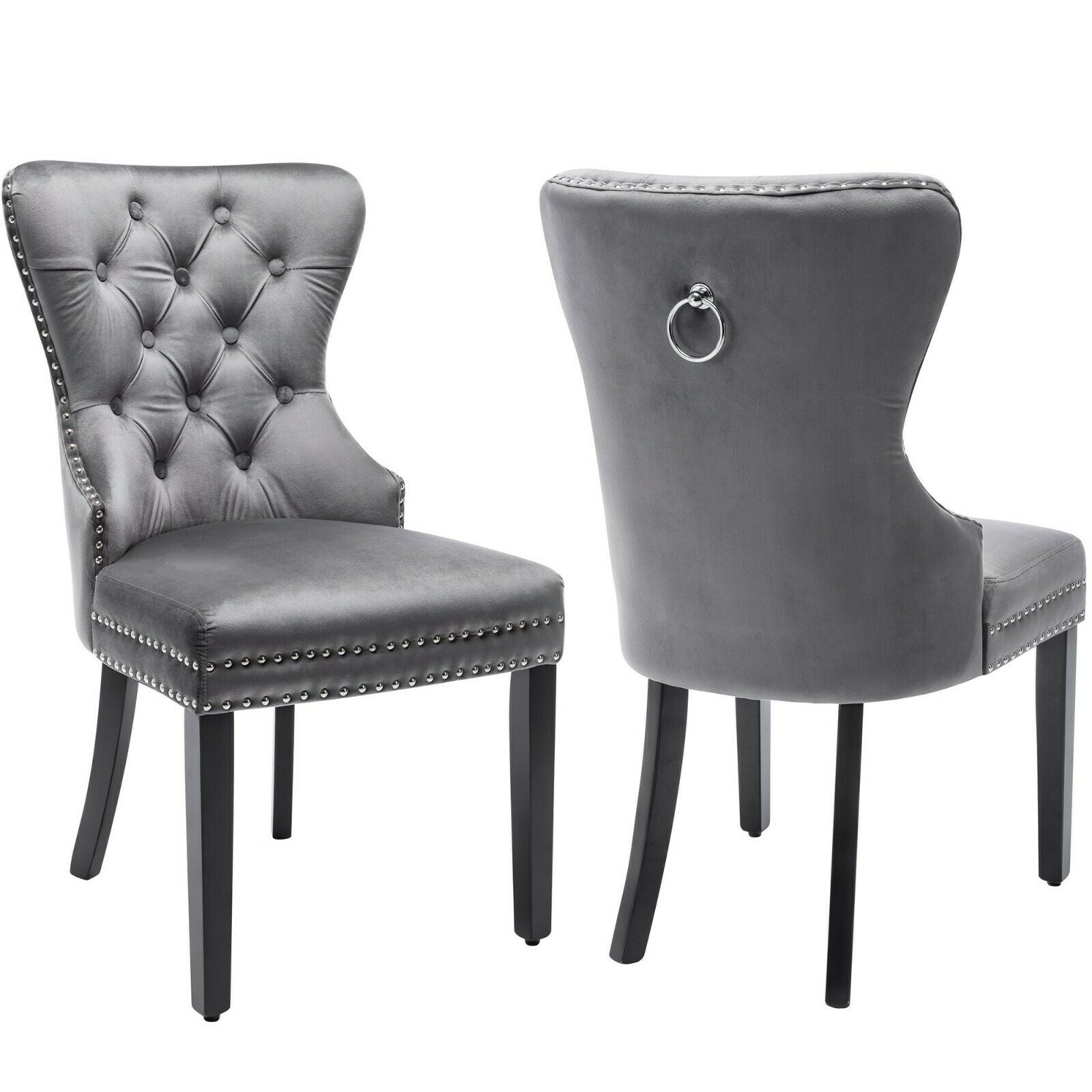 Dining Chairs Velvet Studded Fabric Lounge Padded Accent Side Chair Home Kitchen