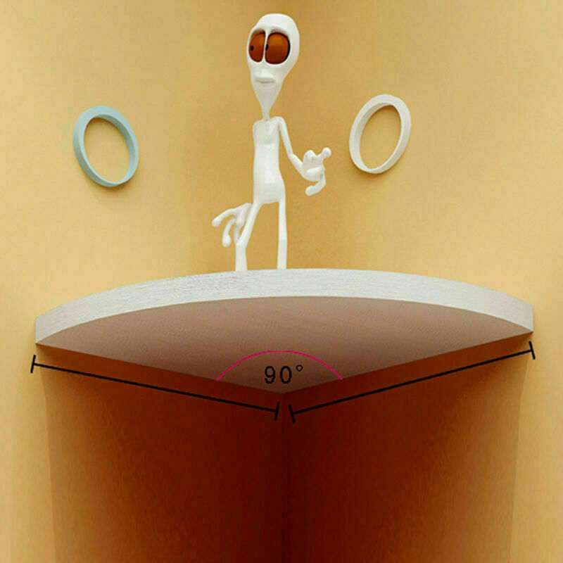 3 Set White Floating Corner Shelf Wooden Wood Unit Wall Storage Bookcase Display