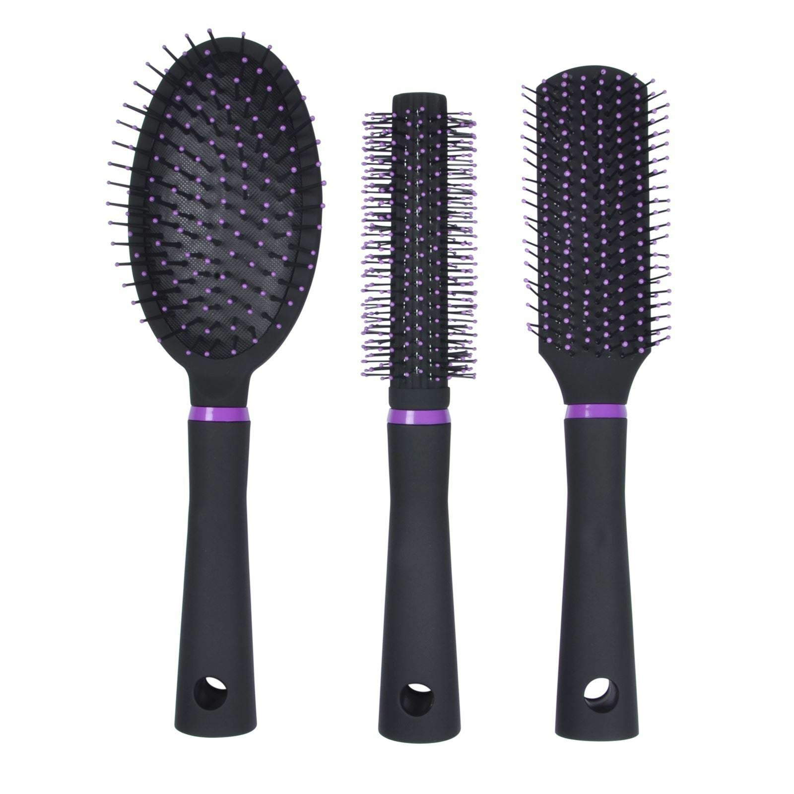 3pc Professional Hair Brush Set Salon High Quality Curling Vent Styling Paddle
