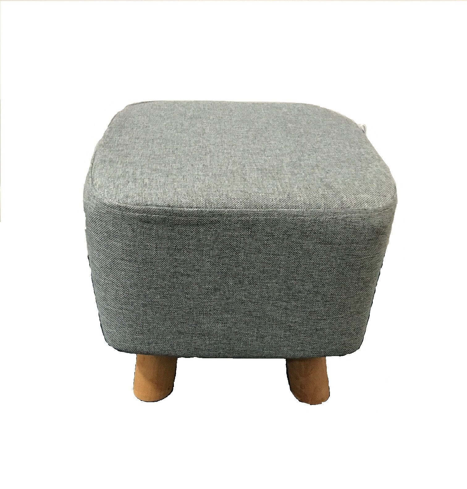New Luxury Padded Wooden/Linen Footstool Square Pouffe 4 Legs