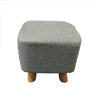 New Luxury Padded Wooden/Linen Footstool Square Pouffe 4 Legs