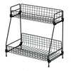 2 Tier Iron Rack Wire Basket Storage Container Desktop Shelf Kitchen Bathroom uk