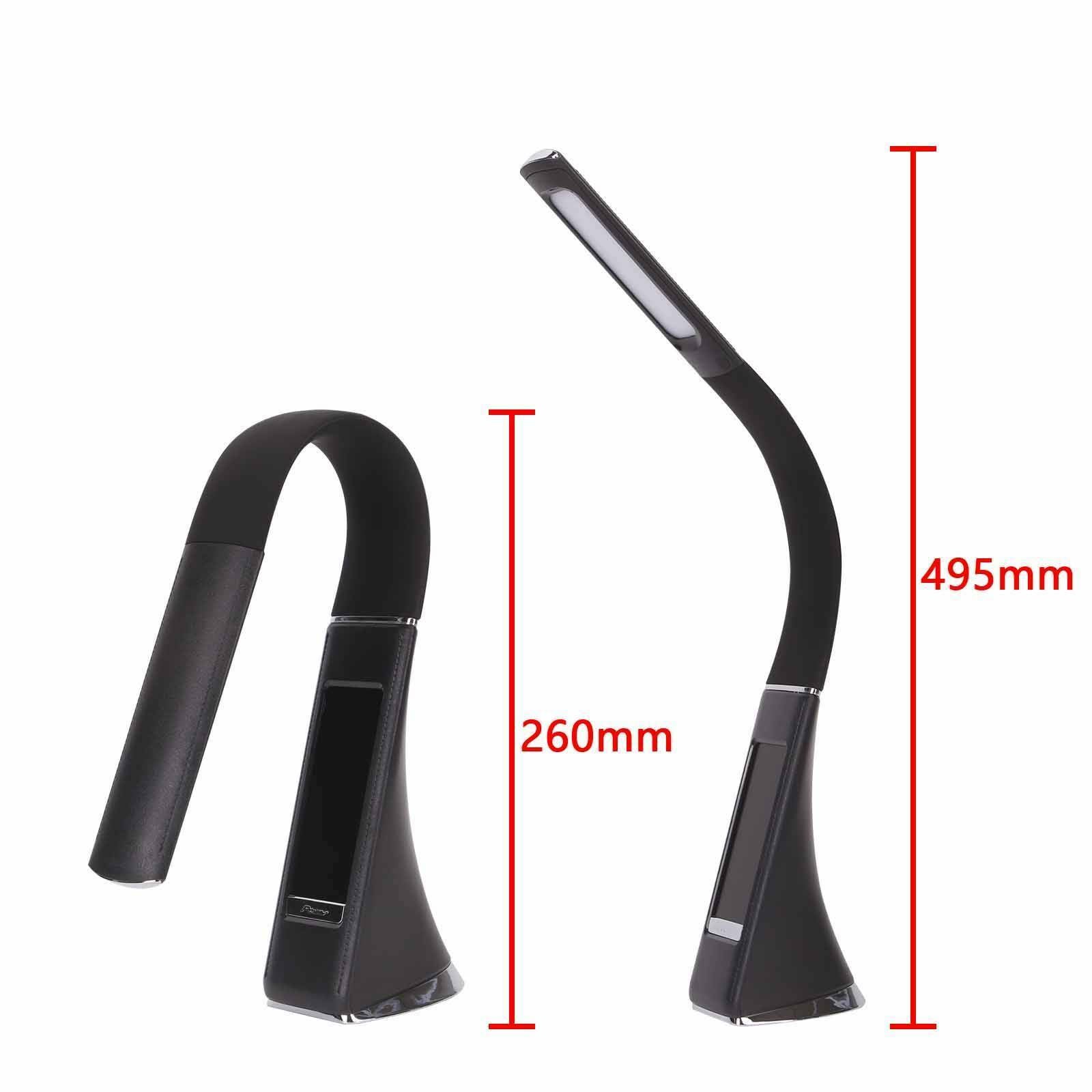 LED Dimmable Reading Bedside Lamp Table Desk Light Calendar Clock Touch