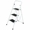 3 Step Ladder Folding Iron Stool Safe Anti-Slip Tread Mat White Black DIY