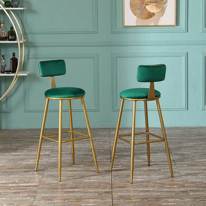 2x Velvet Bar Stools Bar Chairs Breakfast Dining Stools Home Office Kitchen Bar