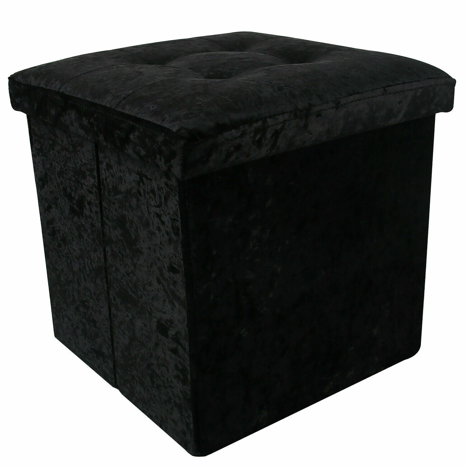 Crushed Velvet Bedroom Ottoman Foot Stool Cube Storage Box Seat Bin Bed Rest