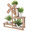 4 Tiers Flower Rack Wood Plant Stand Bonsai Display Shelf With Dutch Windmill