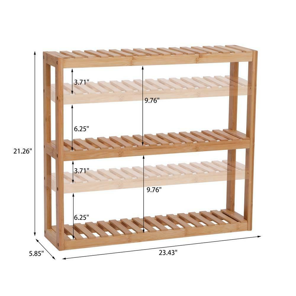 3 Tier Bamboo Bathroom Kitchen Wall Mounted Shelf Storage Rack adjustable Unit