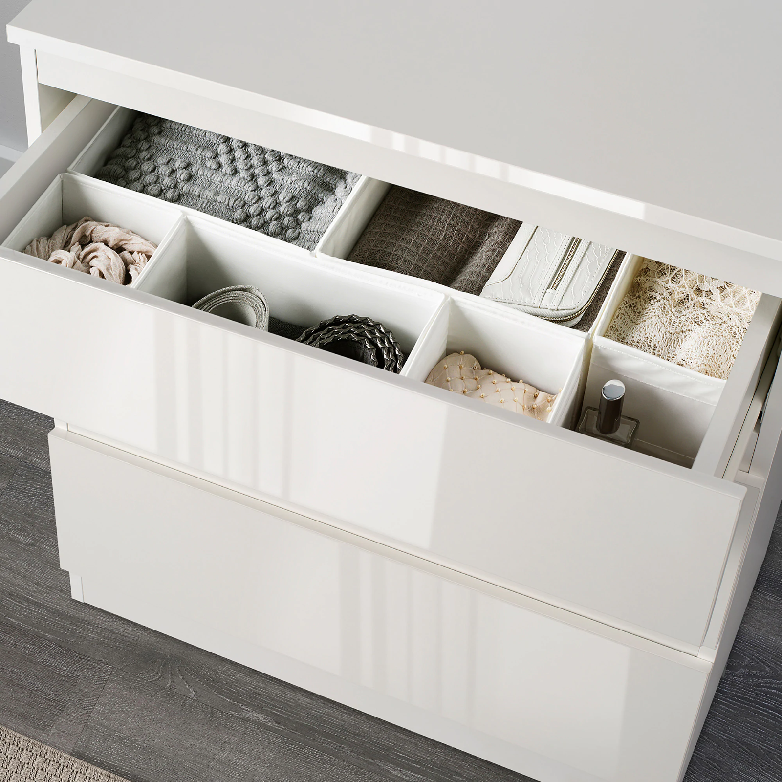 Bedside Table Cabinet Nightstand 2 Draw White Chest of Drawers Bedroom Furniture