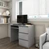 Grey High Gloss Drawer Computer PC Study Home Office Desk Makeup Dressing Table