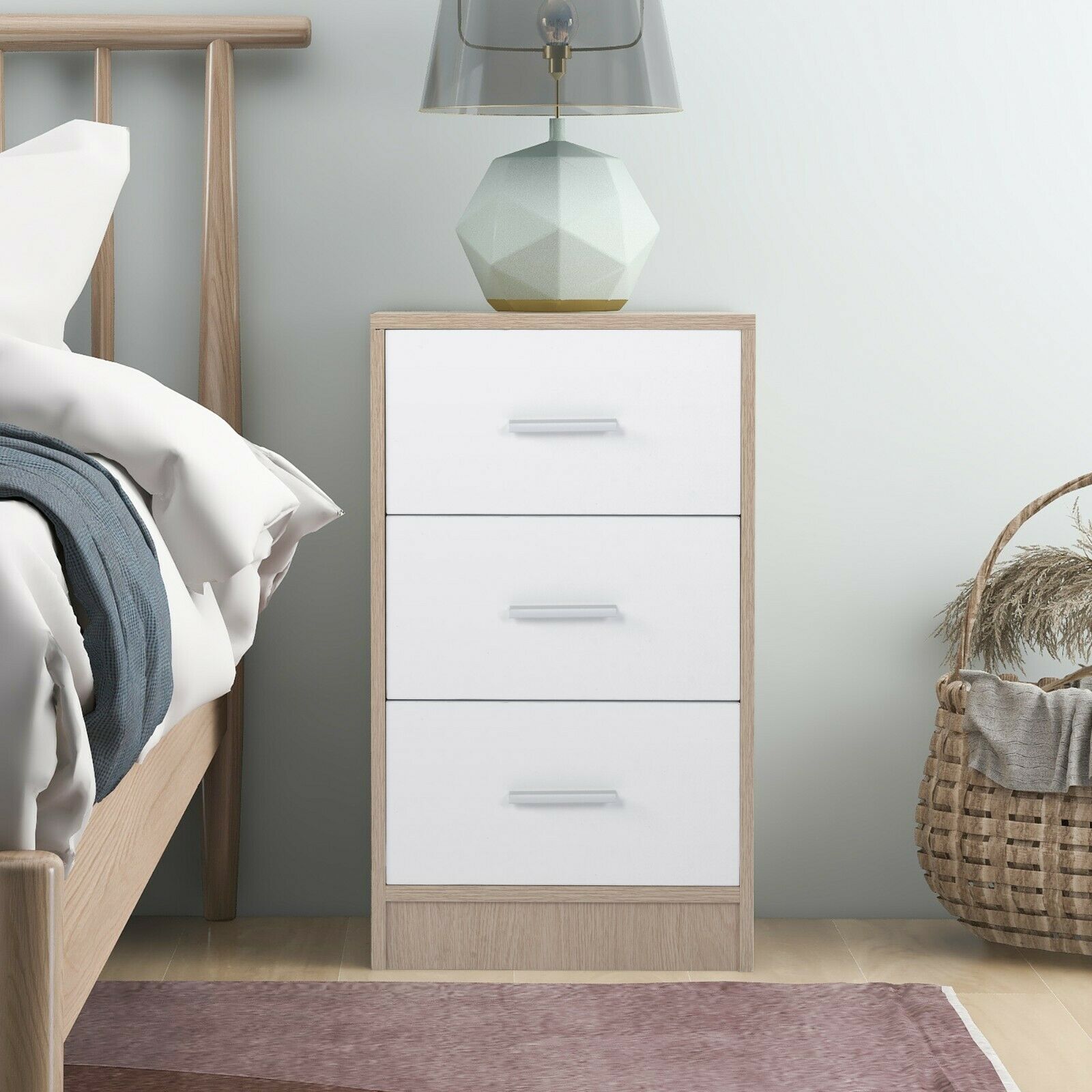 Bedside Table Storage Cabinet Chest of Drawers, 3 Drawers For Bedroom