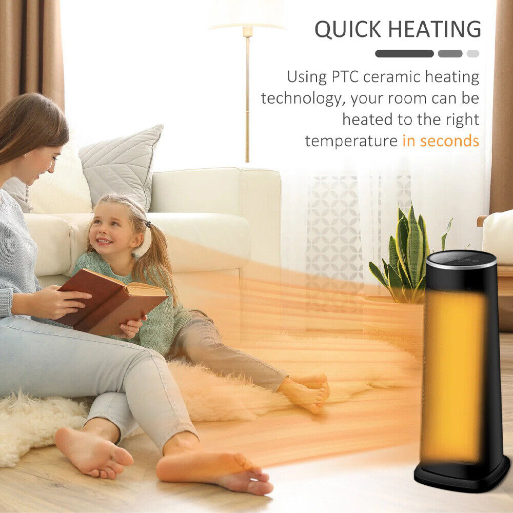 2000W PTC Ceramic Tower Space Heater Oscillating Warm Touch Screen/Timer/Remote