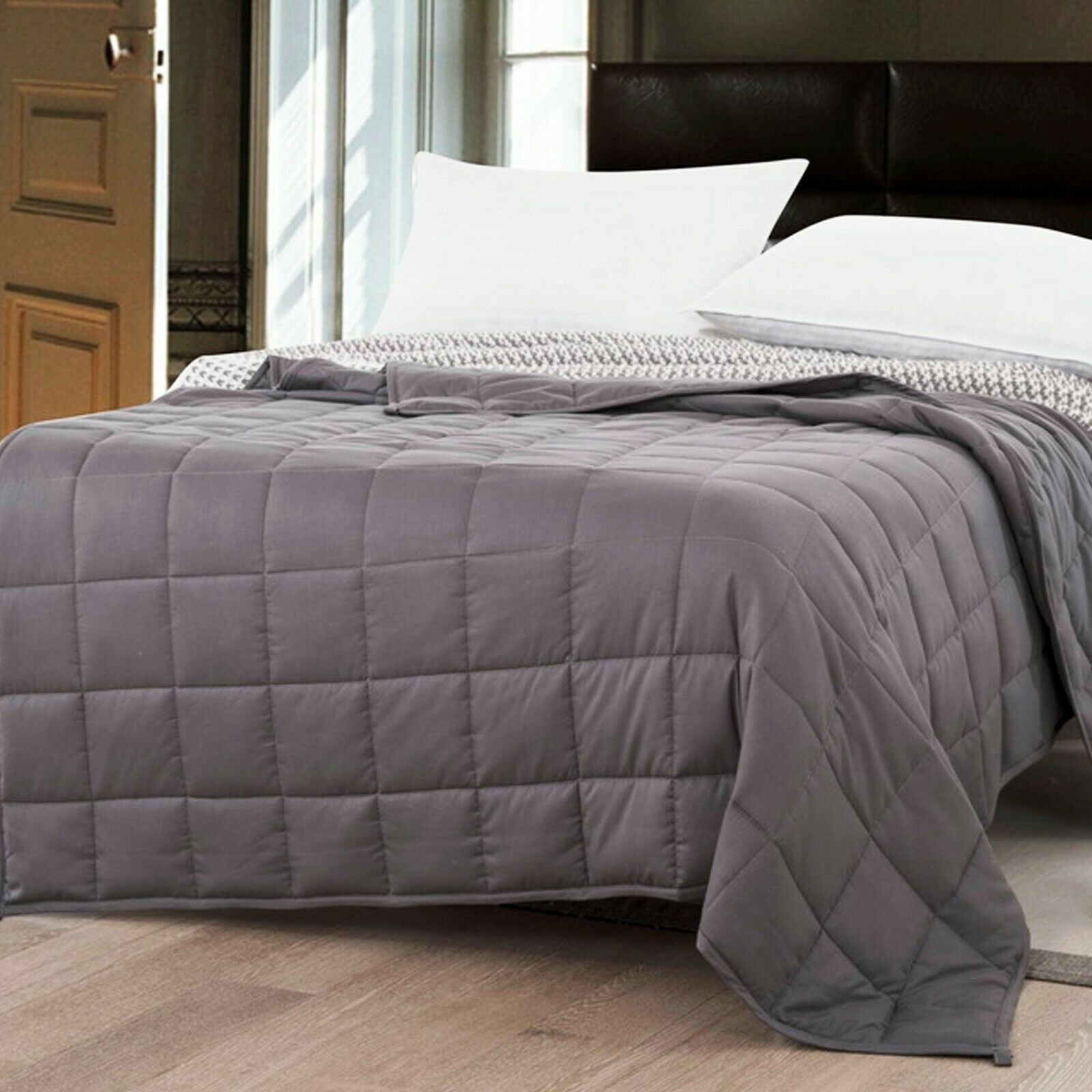 LUXURY WEIGHTED BLANKET SENSORY SLEEP THERAPY ANXIETY ADULTS BLUSH GREY