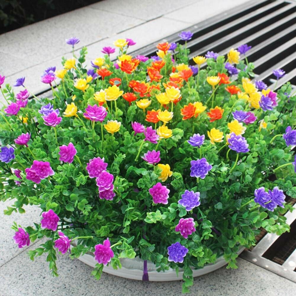 In/Outdoor Artificial Fake Flowers Plants For Window Box Plants Garden Porch UK