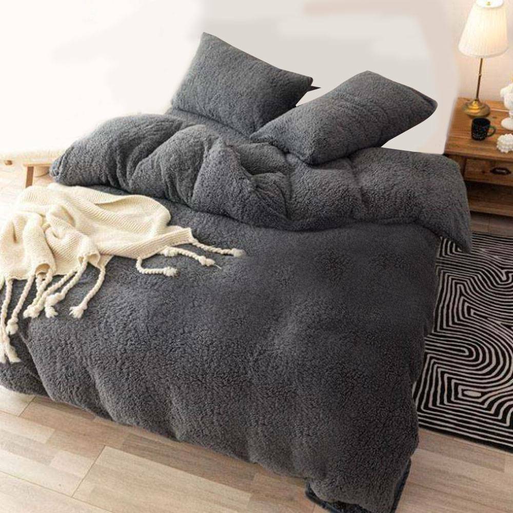 Teddy Fleece Duvet Cover Set Soft Warm Cosy Quilt Cover Set Single Double King