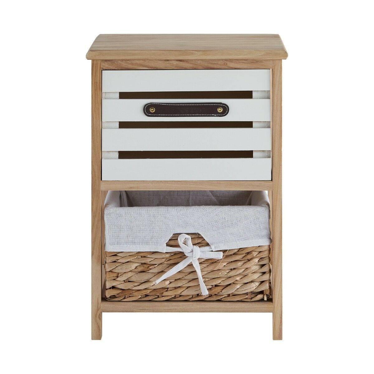 Bedside Bedroom Bathroom Table Cabinet Nightstand Storage Unit Wooden Wicker New