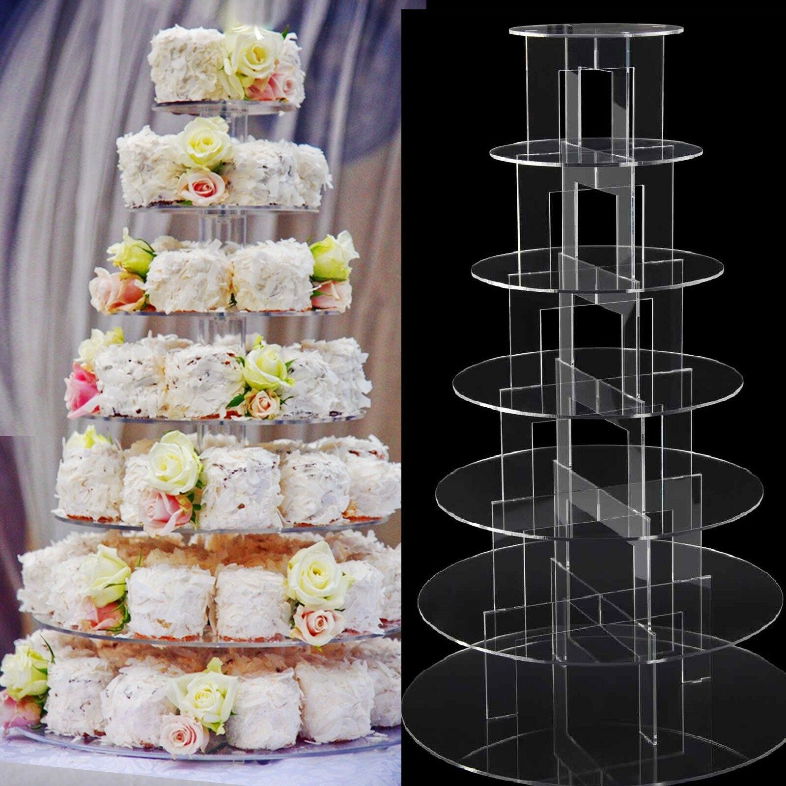 Clear Acrylic Round Cupcake Stand Display WeddingParty 5/6/7 tier Cup Cake Stand