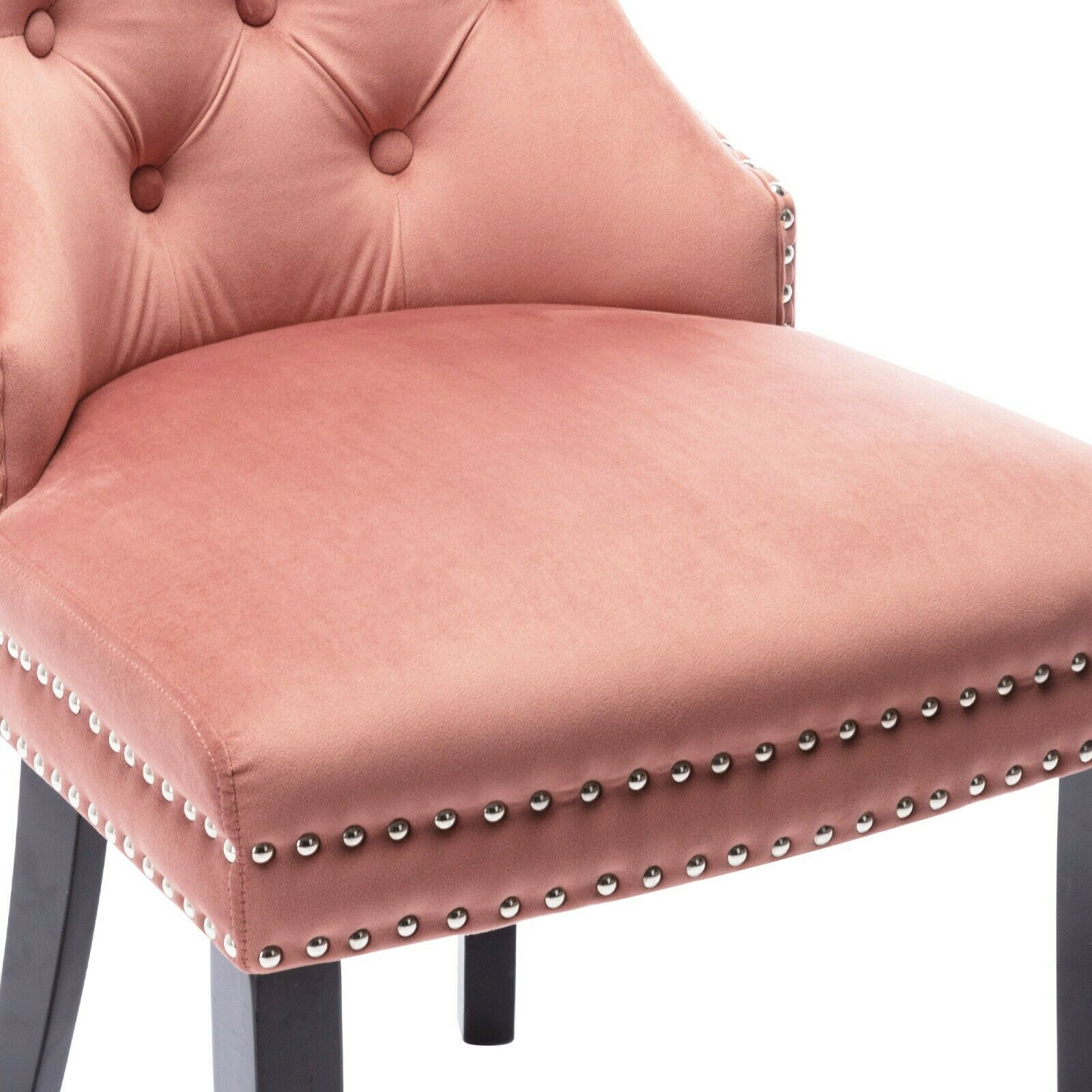Dining Chairs Velvet Studded Fabric Lounge Padded Accent Side Chair Home Kitchen