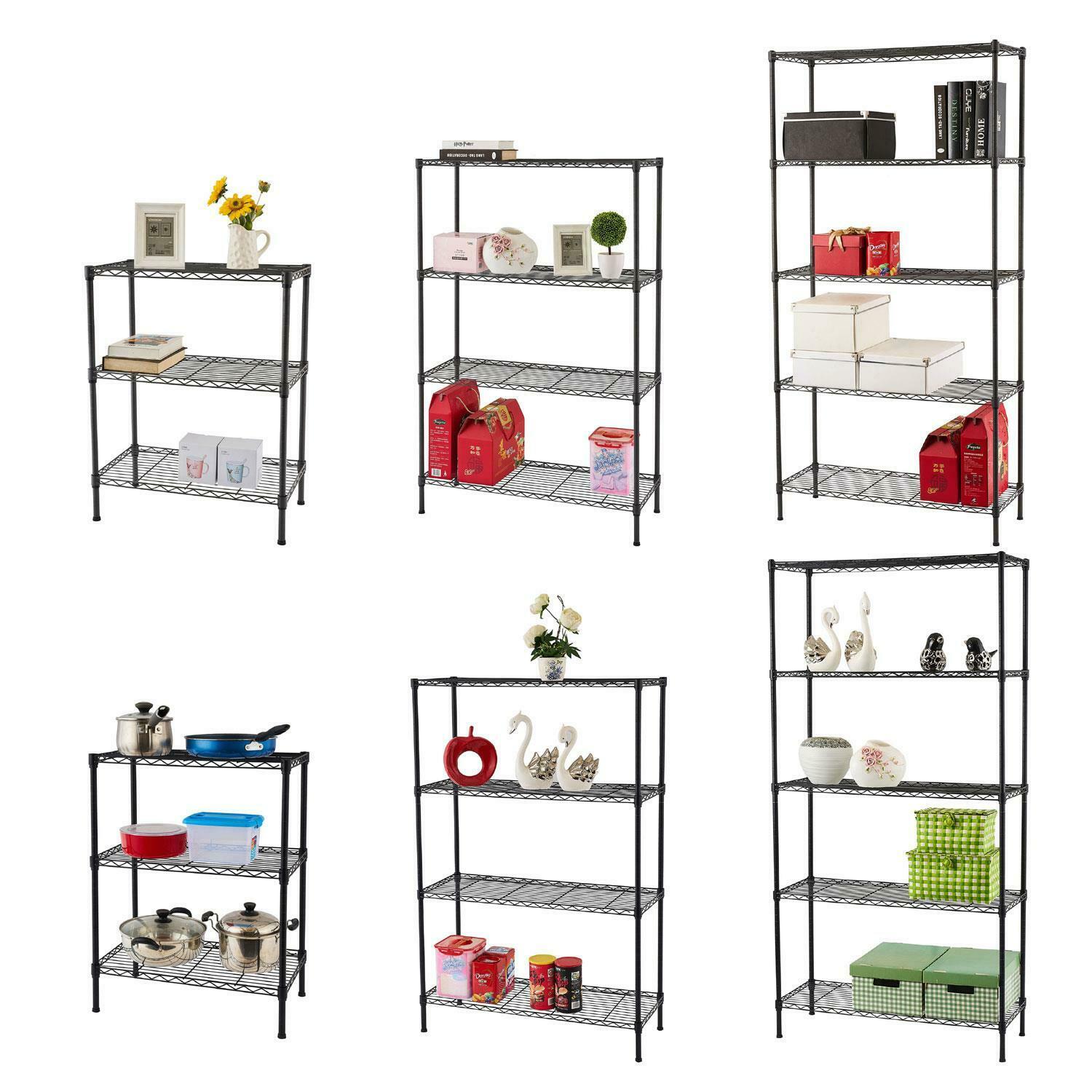 3/4/5 Tier Metal Wire Shelving Kitchen Storage Rack Holder Organiser Shelf Unit
