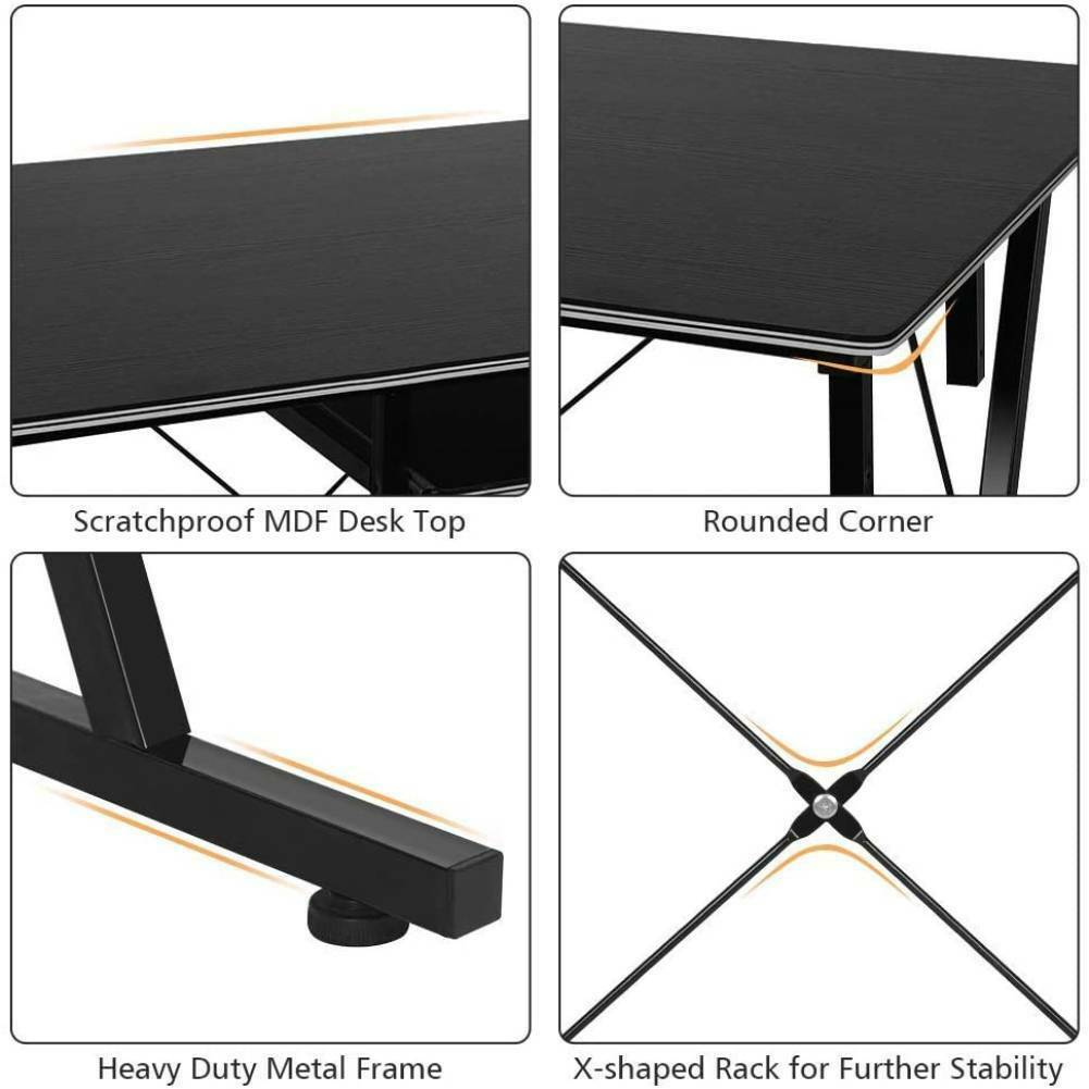 Z-Shaped Computer Desk Study PC Laptop Table Writing Gaming Desk Workstation