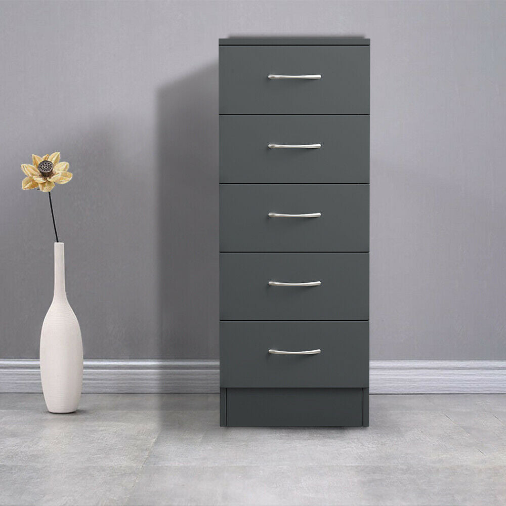 Chest Of Drawers Bedside Table Cabinet Metal Handles Bedroom Furniture Grey