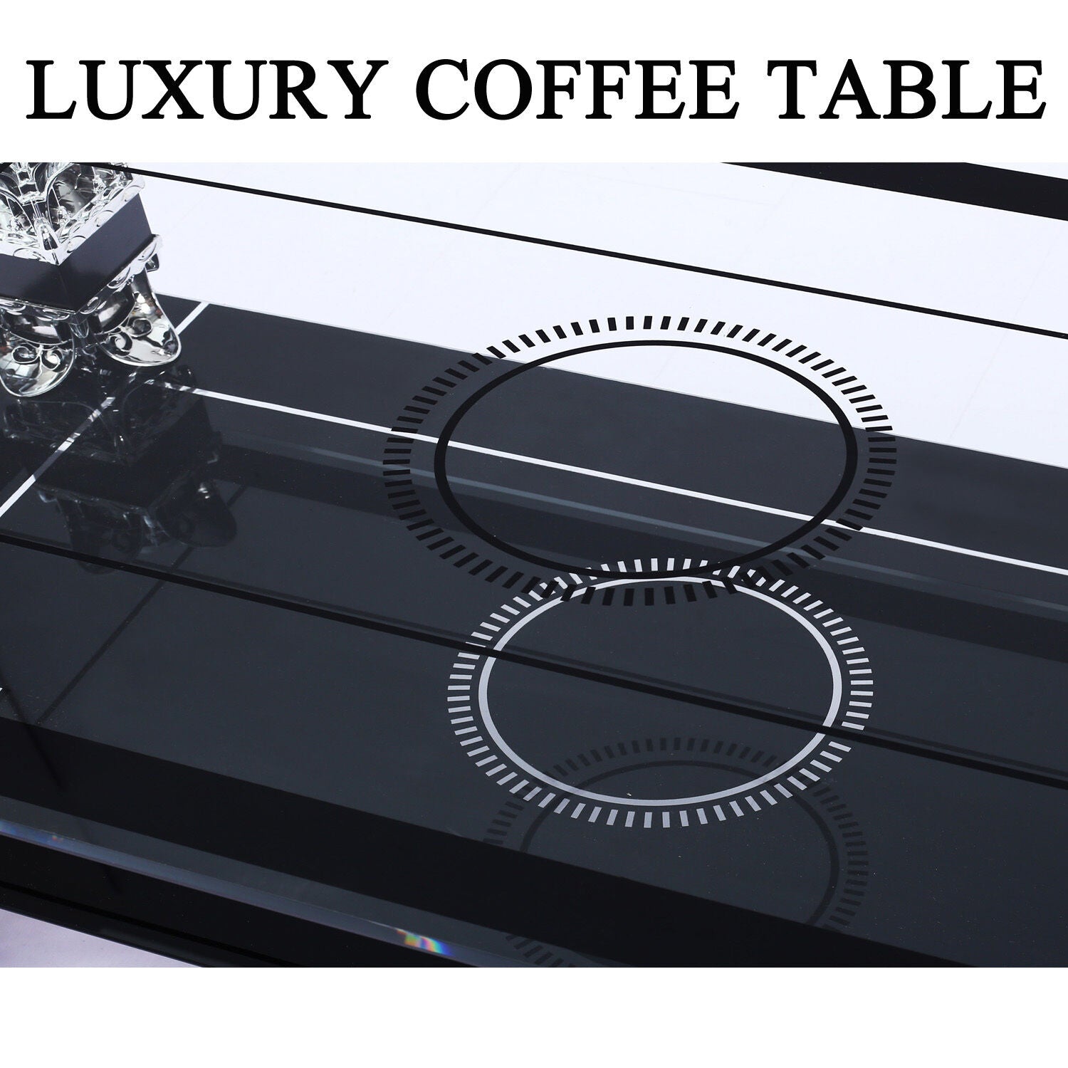 Lux Coffee Tables BlackWith Shelf Rectangle Modern Contemporary For Living Room