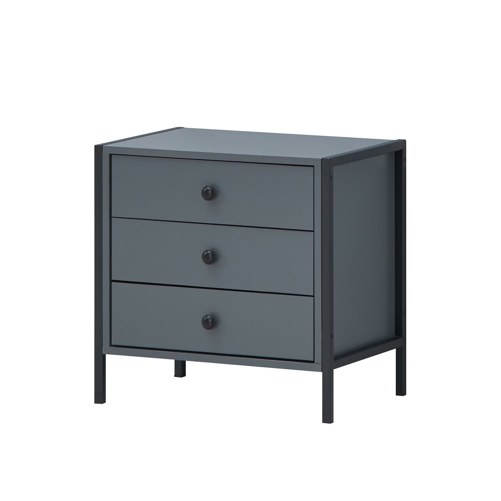 Bedside Table Cabinet Bedroom Furniture Nightstand 3 Drawer Dark Grey