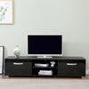 TV Cabinet with 2 High Gloss Doors&2 Shelves Matt Body, White/Black