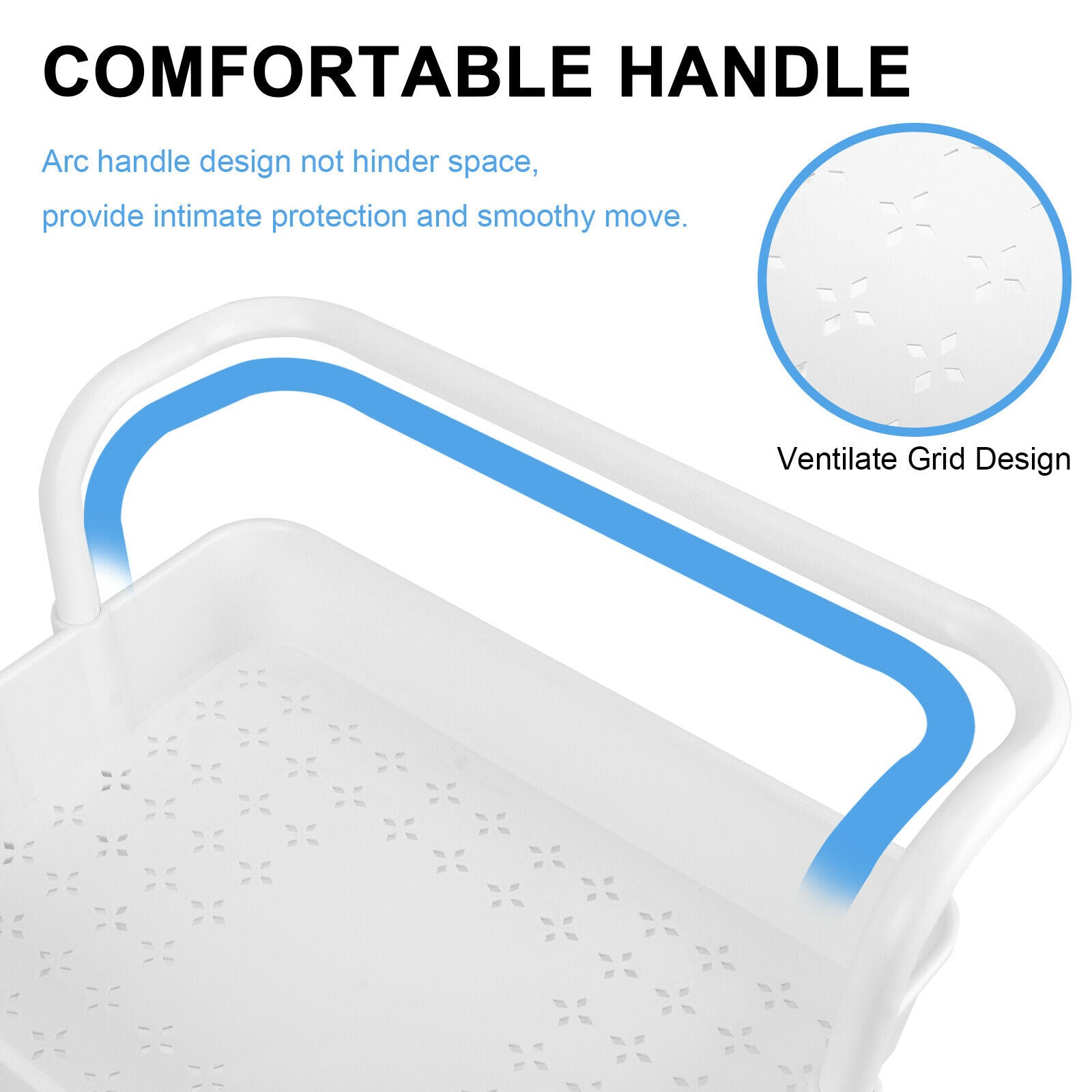 3 Tier Slim Kitchen Storage Trolley Cart Rack Tray Shelf Rolling Wheel W/ Handle