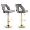 Bar Stools Set of 2 Upholstered Velvet Swivel Bar Chairs Adjustable Height HT