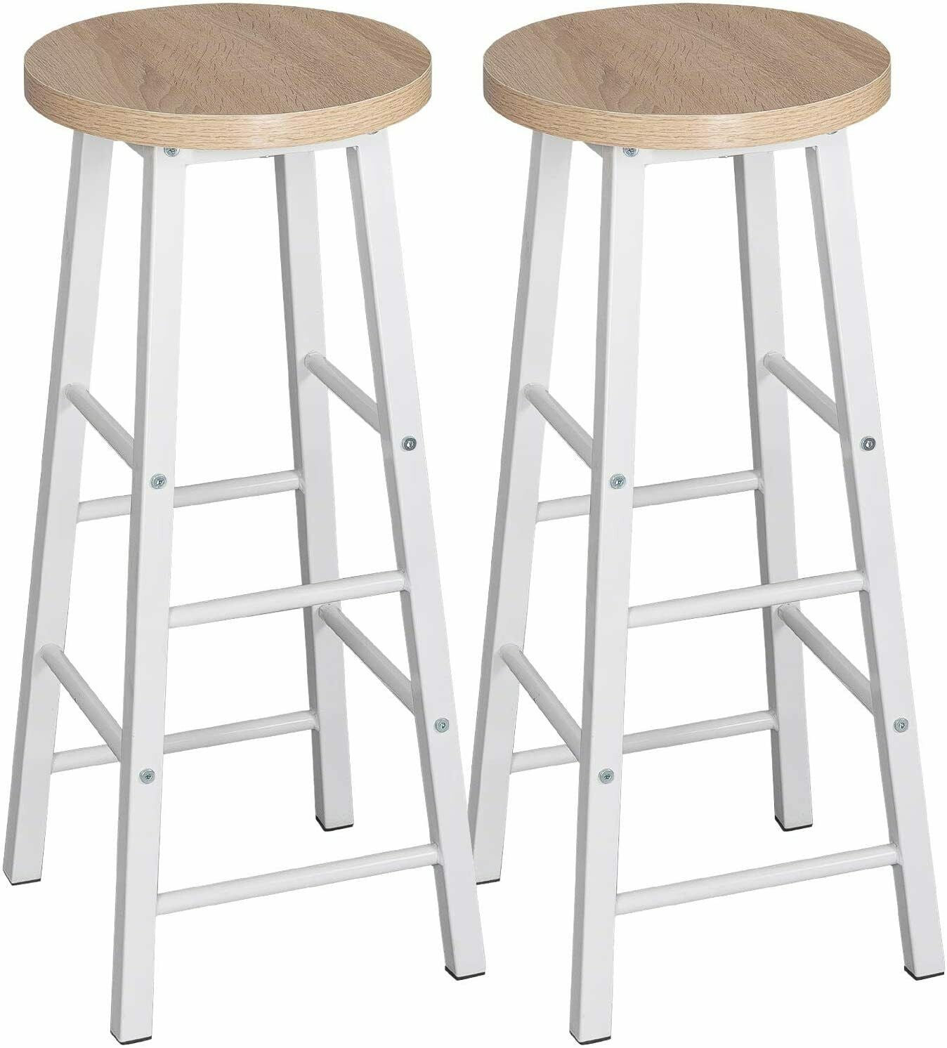 2XBreakfast Kitchen Bar Stools MDF Seat BarChairs Metal Legs Barstools HighStool