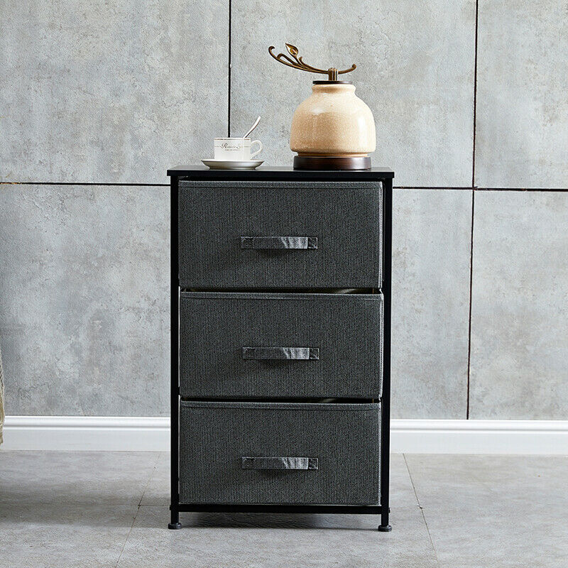 Dark Grey Fabric Cabinet Chest of Drawers Bedside Table Storage 2/3/4/5/7 Drawer
