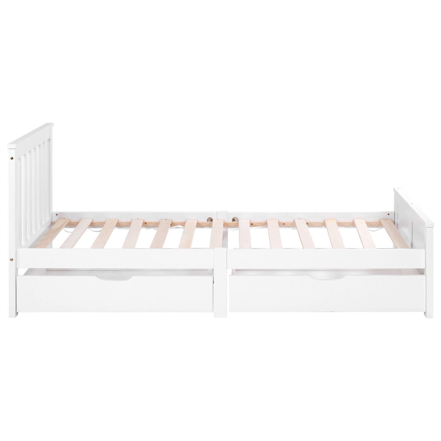2 Drawers 4ft 3ft Double Single Wooden Solid White Pine Kids Storage Bed Frame