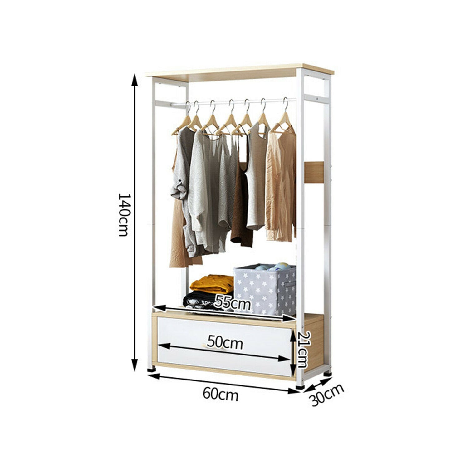 Clothes Rail Hanging Wardrobe Organizer Coat Hat Rack Stand Shoe Storage Shelves